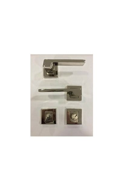 Sofuoğlu Anka Square Rosette Nickel Satin Bathroom WC Door Handle 1 Set