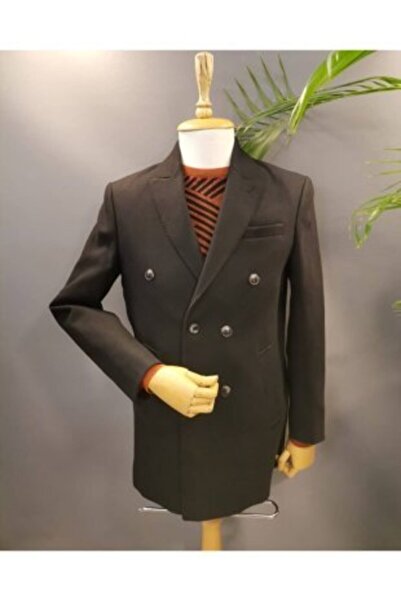 Brango Men's Double Breasted Stamp Coat