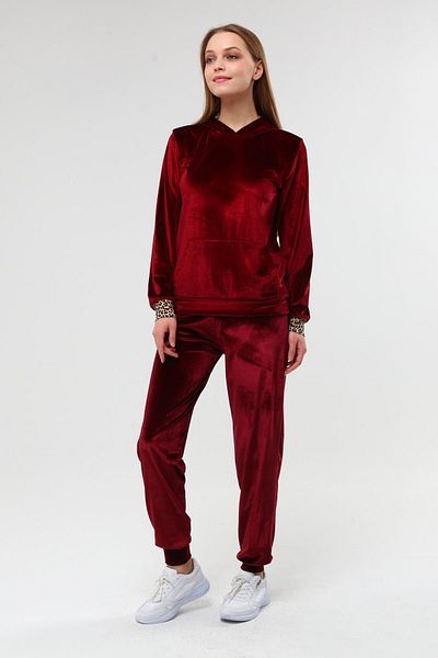 İkmal Σετ γυναικεία βελούδινη κουκούλα Claret Red Leg Elastic