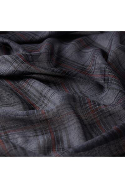 ipekevi Чорний шарф з вовняного шовку з візерунком у клітинку