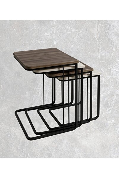 Veys Sehpa Statik Vegas Zigon Sehpa - Ceviz - Krem