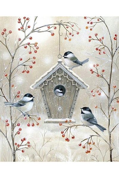 Marcel Kristal Tablo Birds Next To The Cage Marcel Art Diamond Mosaic Painting 34x67cm