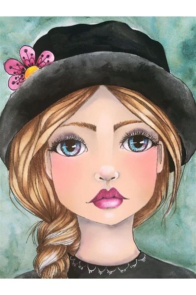 MARCEL SANAT Girl in Black Hat Marcel Art Diamond Mosaic Painting 38X51 cm