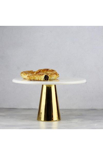 Akayev Marble 28 Cm Gold Conical Foot White Presentation Holder