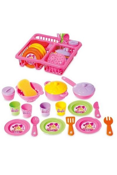 Depomiks Avm Toy Dish Rack Plate Pot + 14 Pieces Cuttable Fruits and Vegetables + Fruit Market Basket