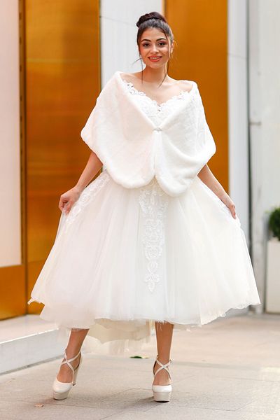 Turkuaz Νύφη Etol, Γούνα, Παλτό, Λούτρινο Σάλι Off White