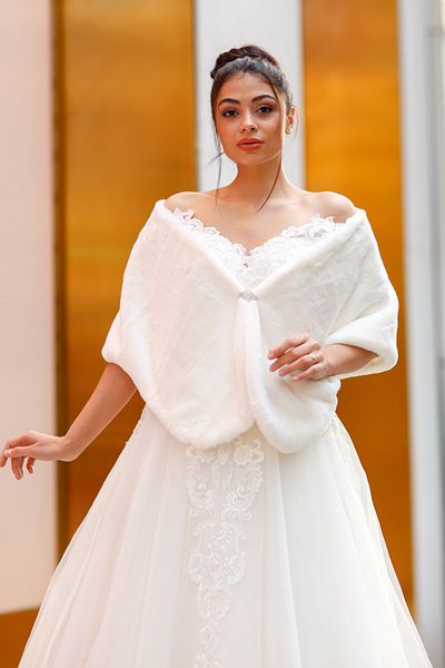 Turkuaz Νύφη Etol, Γούνα, Παλτό, Λούτρινο Σάλι Off White