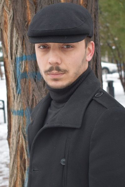 Göksu Şapka Buttoned Classic Cap Black Cap Stamp Winter Fabric Hat