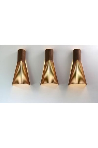hü ma tasarım ve aksesuar Modern Conical Design Natural Wood Mdf Laser Cut Rustic Living Room Sconce (1 Piece)