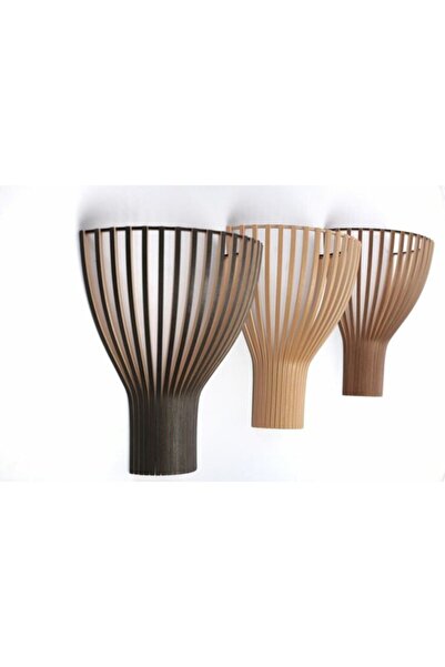 hü ma tasarım ve aksesuar Modern Konik Tasarım Doğal Ahşap Mdf Lazer Kesim Rustik Salon Aplik (1 Adet)