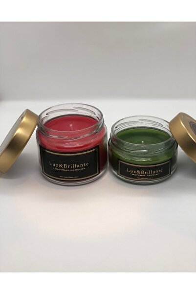 Luz&Brillante Kokulu Yeşil Ve Kırmızı Cam Kavanoz Ikili Yılbaşı Konsept Mum Seti
