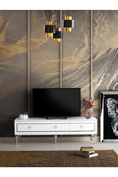 mapahomeliving 180 Cm Klas Metal Ayak-mdf Mebran Kapak Tv Sehpası