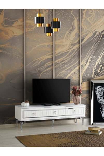 mapahomeliving 180 Cm Klas Metal Ayak-mdf Mebran Kapak Tv Sehpası