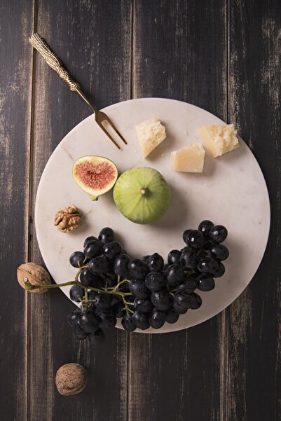 Sümeyra Marble Art Angelica Round Marble Presentation Tray Marble Plate 26cm