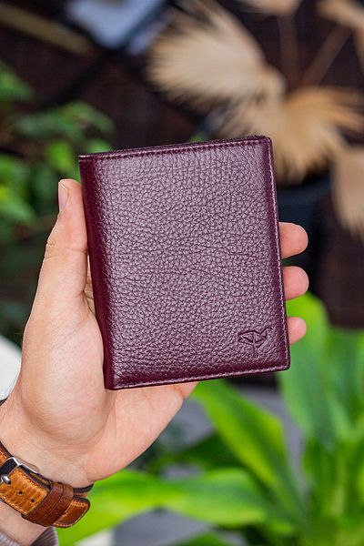 Garbalia Denver Genuine Leather Burgundy Card Holder Wallet with Coin Compartment