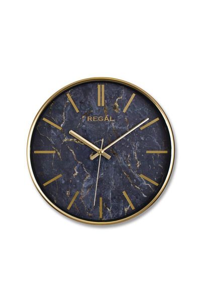 Regal 0250 Gb2 Стенен часовник с тънка рамка и мраморен мотив от оникс