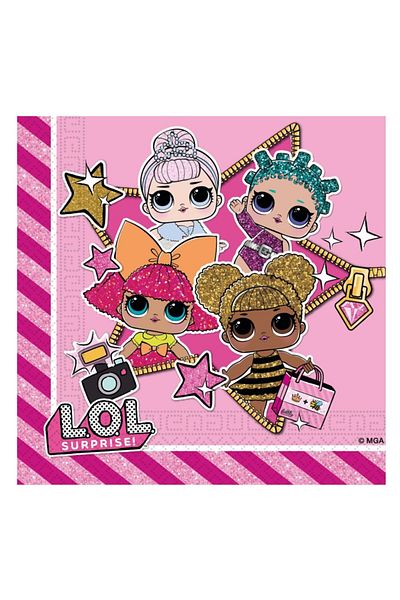 Huzur Party Store Lol Doll Surprise Napkin Character Themed Fancy Girls Party Concept Licensed 16 Pieces 16x16 Cm