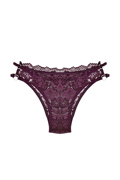 Zena Chiloți de damă fantezie din dantelă, cu detaliu inel violet