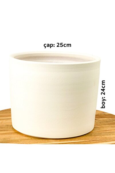 Fidanburada Ruby Terra Cotta Saksı Beyaz 25cm