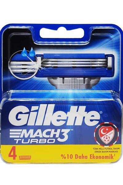 FLY BAZAAR Marca: Gillette Mach3 Turbo Lame de ras de rezervă, pachet de 4 bu...