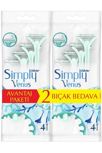 FLY BAZAAR Brand: Gillette Simply Venus 2 Disposable Women's Razor 4+4 Double Pack7702018602391 Kateg