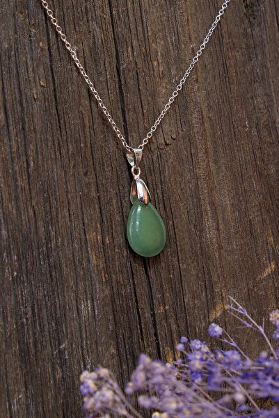 Dünya Doğal Taş Aventurin Taşı Kadın Kolyesi