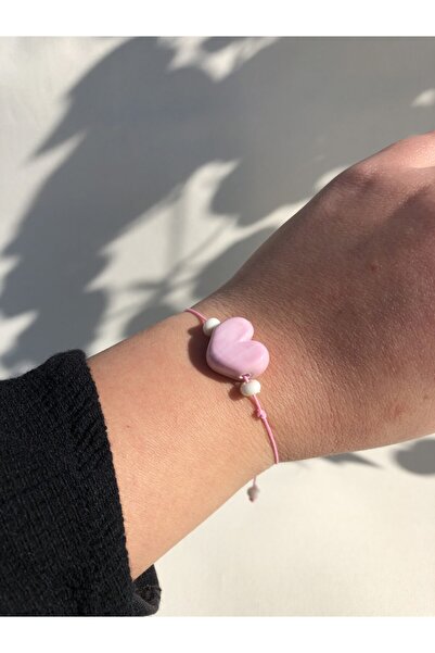 Tam Seramik Handmade Murano Glass Bracelet Pink Heart