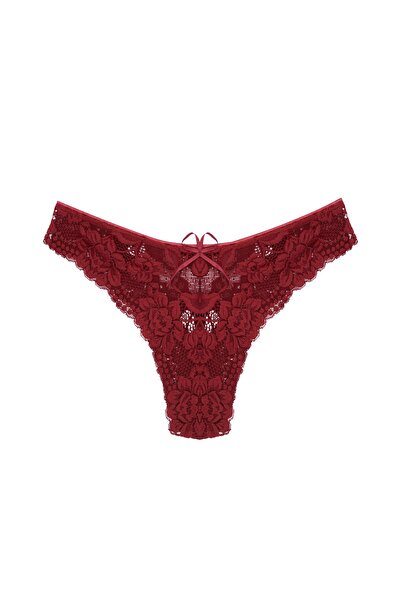 Zena بورجوندي كامل الدانتيل سراويل المرأة البرازيلية