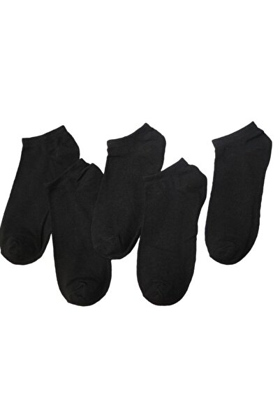 çorapmanya 5 Çift Kadın Koton Siyah Patik Çorap