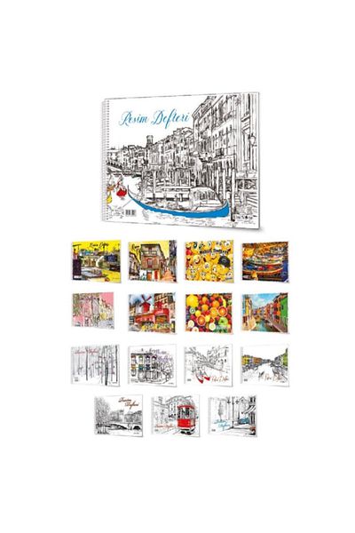 Defne (5 Pieces) 35x50 CmWire Picture Notebook 15 YpCardboard Cover