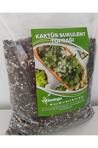 Ekodoğa Kaktüs Toprağı 1 Litre Sukulent Aloe Vera Toprağı Özel Karışım Ithal Torf Pomza Perlit Vermikulit