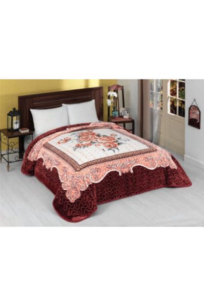 MİNK Solana Luxury Mink King Size Blanket 990 Claret Red 220x240 &hem Blanket & Bedspread