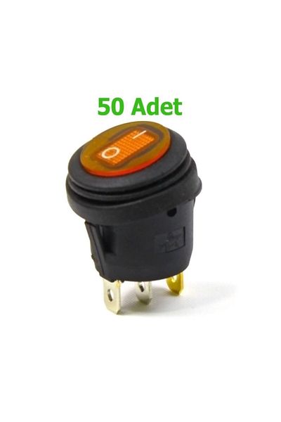 Kampa Round Bellows Illuminated Switch 50 Pieces Orange On-off 3 Pin Button Pushbutton Switch