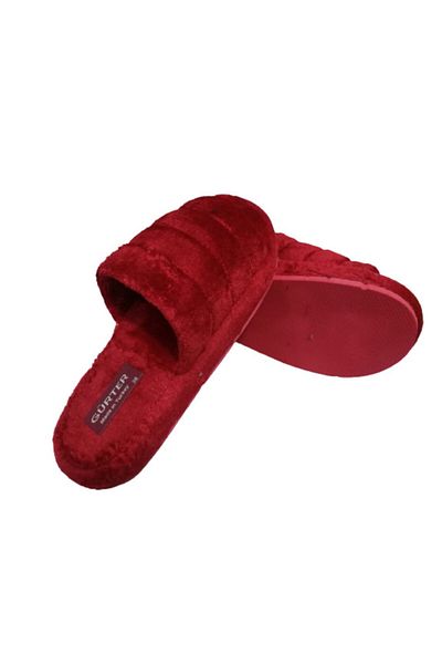 gürter Gr074-020 Women's Red Indoor Open Front Plush Slippers