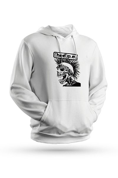 CREATSH Λευκό φούτερ με κουκούλα Unisex - Hed Pe Printed