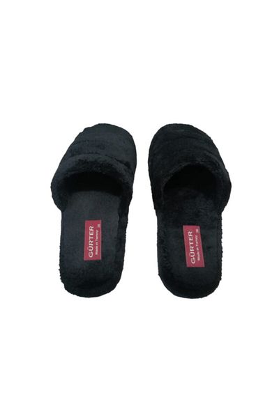 gürter G072-10 Γυναικείες μαύρες βελούδινες παντόφλες εσωτερικού χώρου