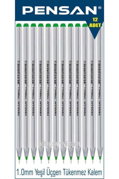 Pensan Triball 1.0 Mm Green Ballpoint Pen 12 Pieces