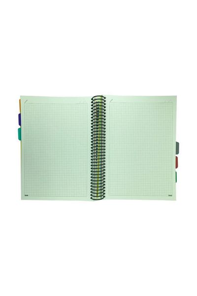Tokaç 5 + 2 spirală PP Copertă A4 Notebook cu semne de carte 7 compartimente 210 coli 70 grame
