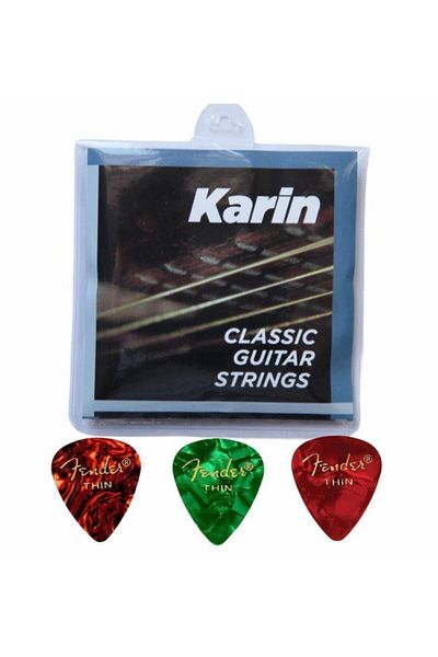 Karin Fender Thin 351 Shape Picks Plectrums - Classic Guitar Strings Full Set