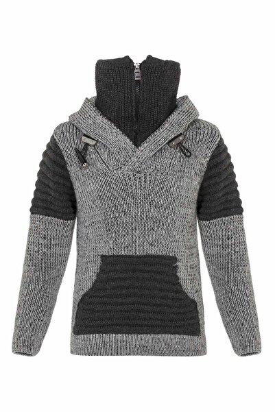 Cipo&Baxx Bp113 Gri Kapüşonlu Çocuk Kazak