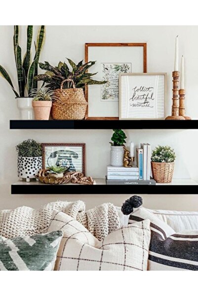 LİNDE HOME 60x17 2li Uçan Raf Seti Kütüphane Duvar Rafı