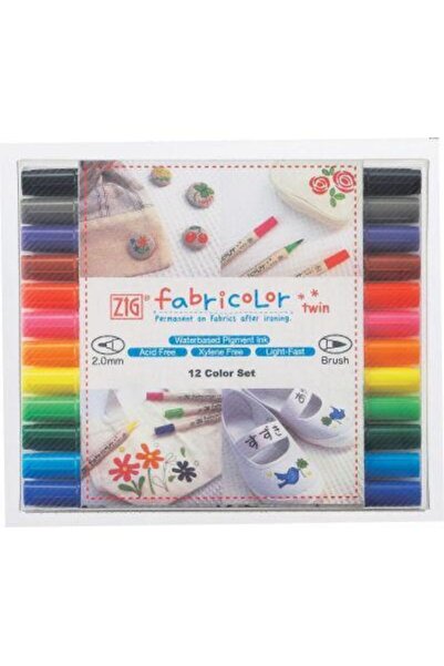 Zig Fabricolor Twin Çift Uçlu Kumaş Boyama Kalemi 12 Renk Set