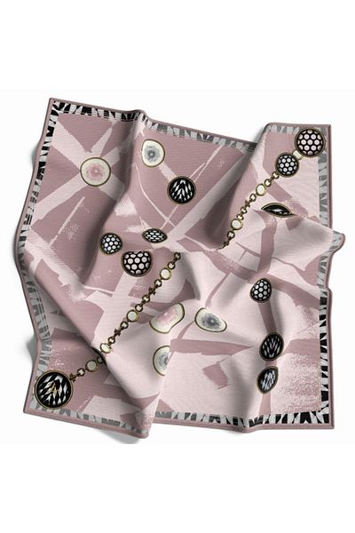 19V69 ITALIA Geometric Chain Pattern Gold Series Twill with Scarf Hanger and Gift Set 90x90 Cm
