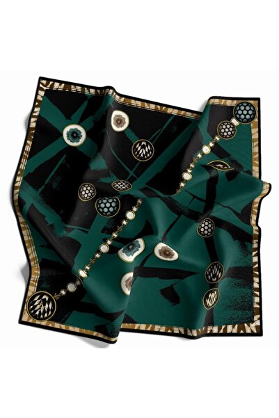 19V69 ITALIA Geometrik Zincir Desen Gold Seri Twill Eşarp Askısı Ve Hediyelik...