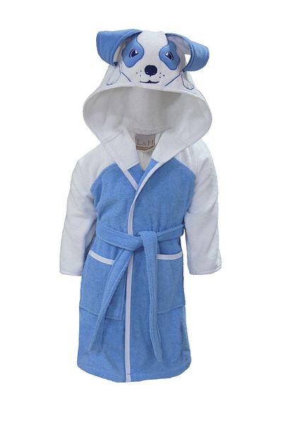 Lucy and Home 100% Cotton Dog Motif Children's Bathrobe