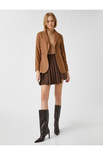 Koton Plaid Pleated Mini Skirt