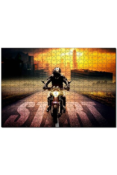 Cakapuzzle لغز رجل دراجة نارية غروب الشمس ونطاقات السحاب 1000 قطعة Puzzle Mdf...