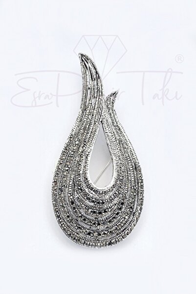 Esra Pamir Markazit Taşlı Gümüş Renk Lale Broş