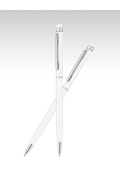 EGESTA Tablet/Phone Compatible Touch Point Blue Ballpoint Pen - White