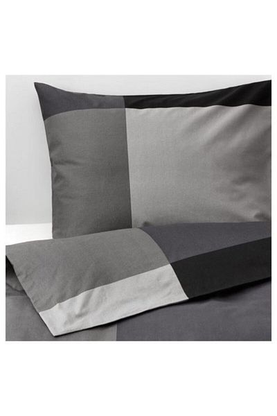 IKEA Brunkrıssla Double Duvet Cover Set, Black, Snap Fastener